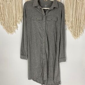 Treasure & Bond Grey XS Long Sleeve Shirt Dress